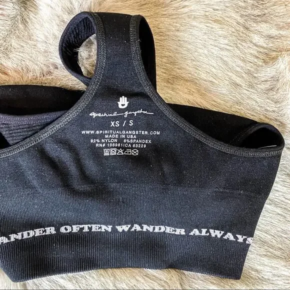 NWT SPIRITUAL GANGSTER Stripe Seamless Black High-Neck Sports Bra Sz. XS… - Picture 4 of 4